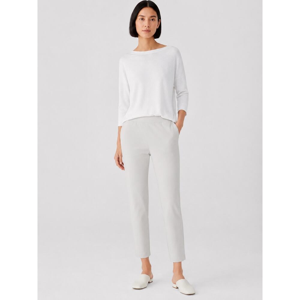 Eileen Fisher Washable Stretch Crepe Slim Ankle Pants in Light Gray, S